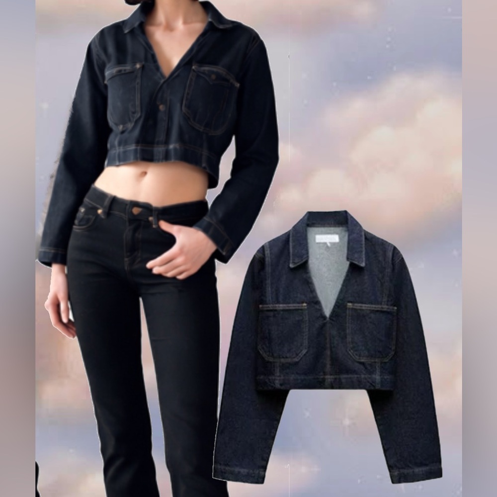 💙 Cropped Dark wash denim Jacket